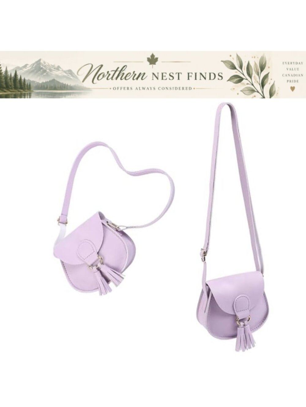 Girls Mini PU Leather Crossbody Bag Adjustable Strap Tassel Purse